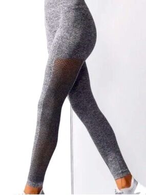 Carbon38 Gray Space Dye Perforated Active Seamless Leggings Size M/L